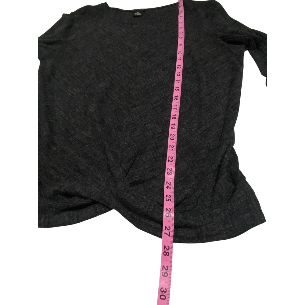 New Directions Women Dark Gray Twist Front Long Sleeve Knit Top XL - Picture 8 of 8